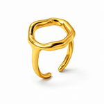 Open Ring Gold Tone Organic Square Front