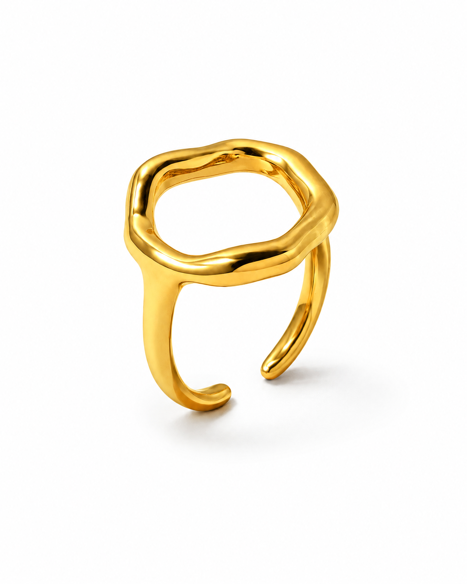 Open Ring Gold Tone Organic Square Front