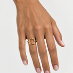 Open Ring Gold Tone Organic Square Front