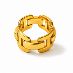 Chain Ring Gold Tone Flat Mariner Links