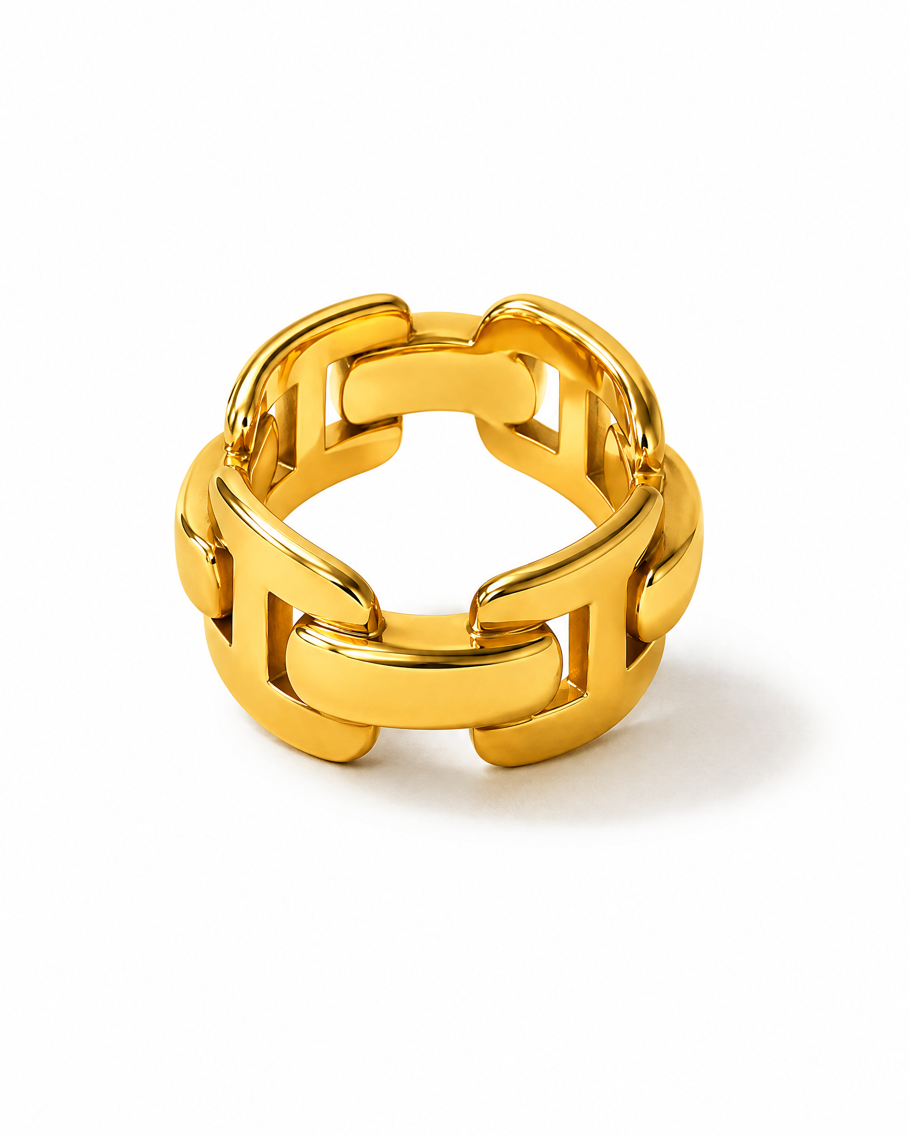 Chain Ring Gold Tone Flat Mariner Links
