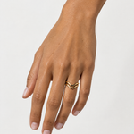 Chevron Ring Gold Tone Double V Band