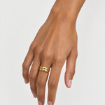 Chunky Ring Gold Tone Double Dome Band