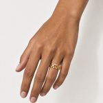 Chain Ring Gold Tone Flat Mariner Links