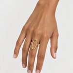 Statement Ring Gold Tone Open Oval