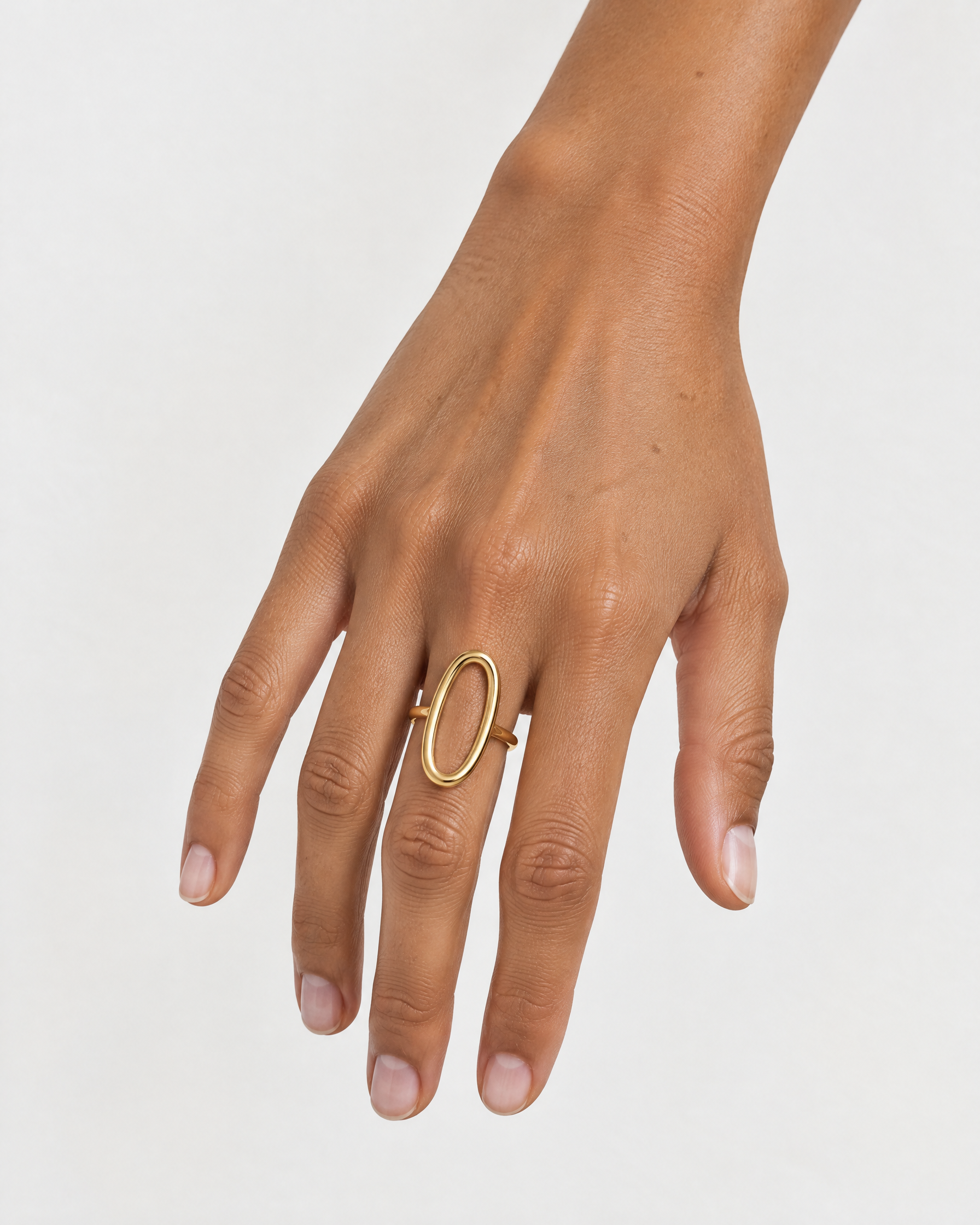 Statement Ring Gold Tone Open Oval