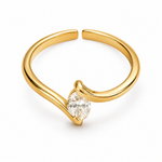 Open Ring Gold Tone Adjustable Clear Stone