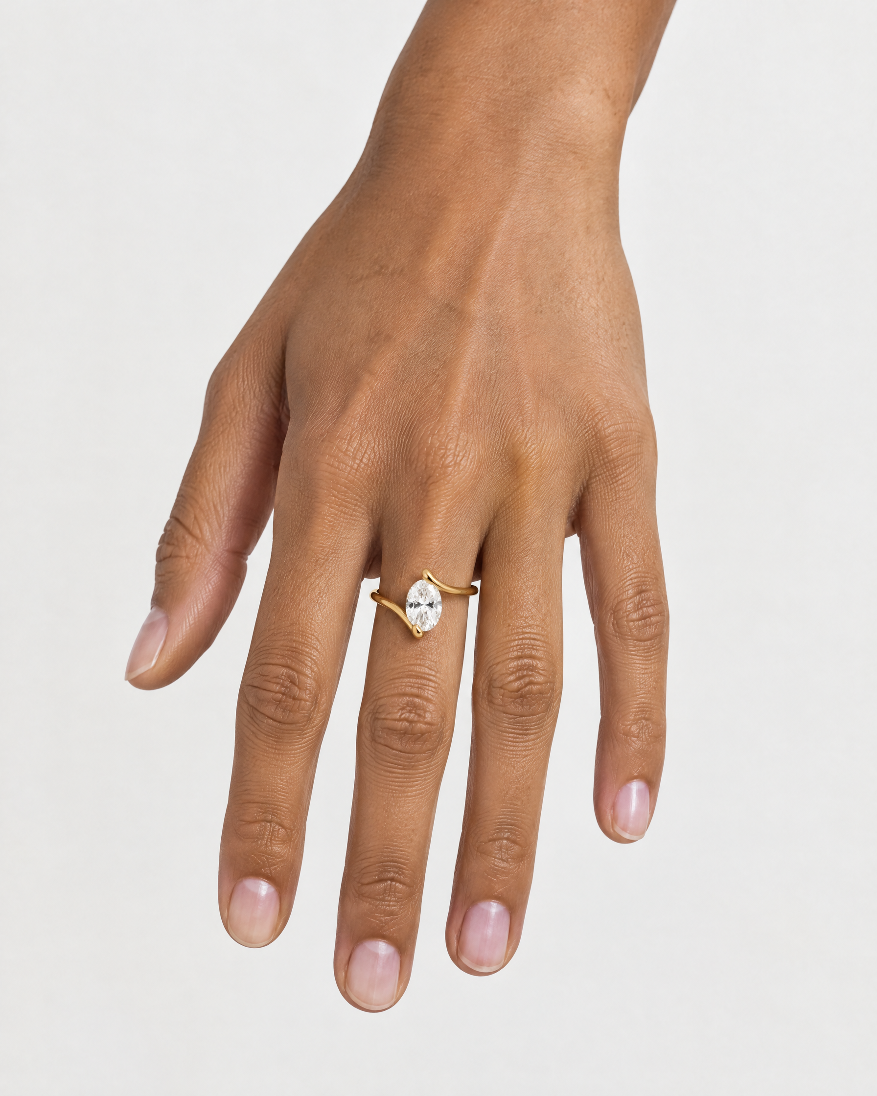 Open Ring Gold Tone Adjustable Clear Stone
