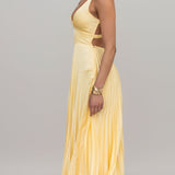 Women's Pleated V-Neck Midi Dress