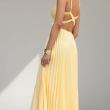 Women's Pleated V-Neck Midi Dress