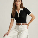 Women's Ribbed Polo Knit To