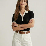 Women's Ribbed Polo Knit To