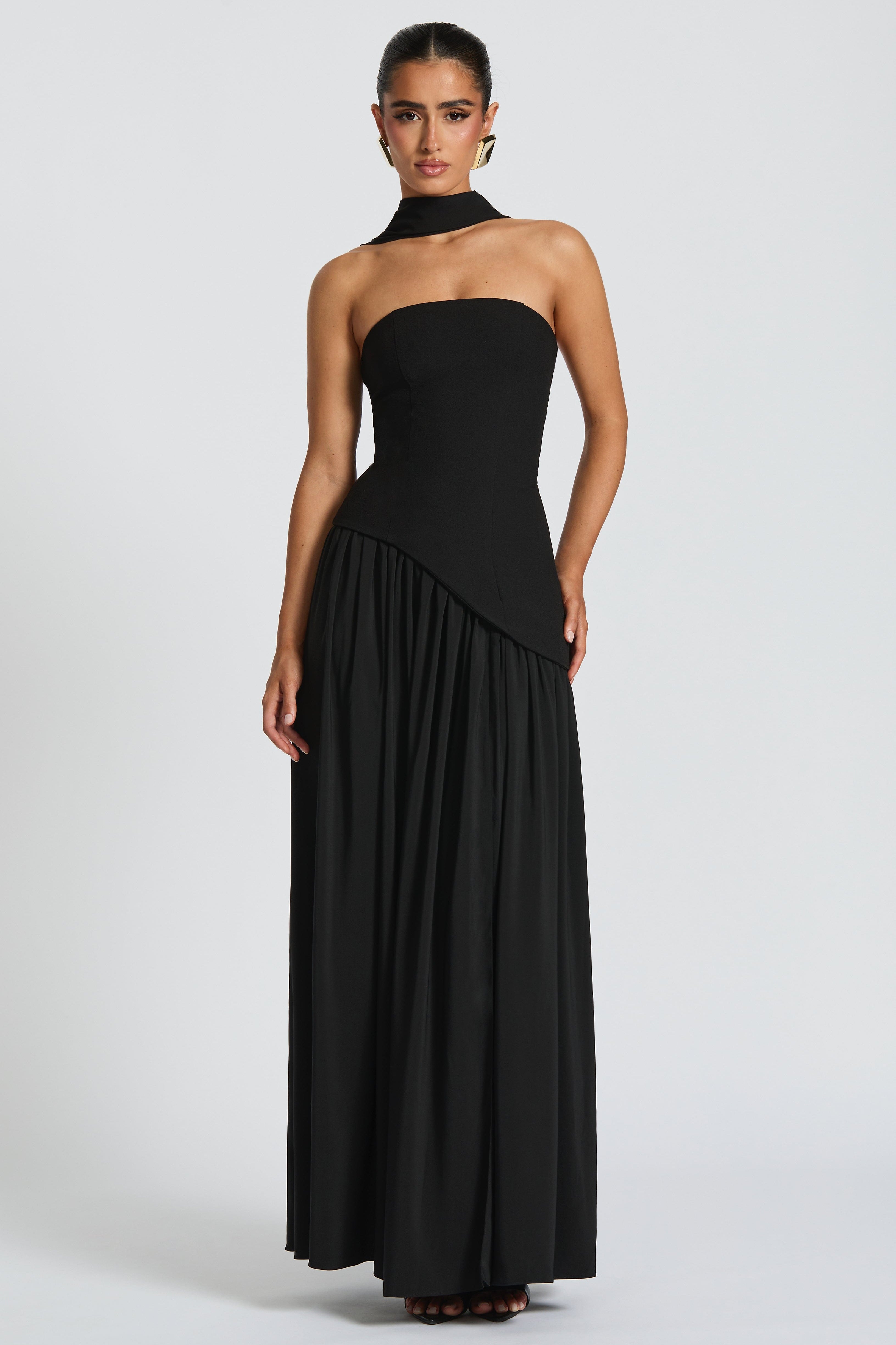 Women's Strapless High Slit Maxi Dress
