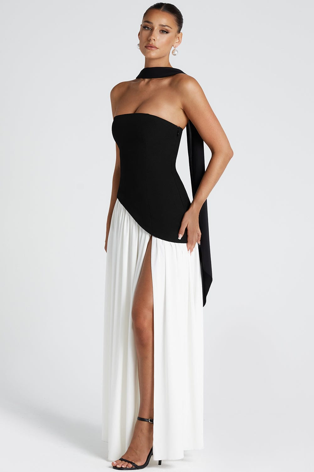 Women's Strapless High Slit Maxi Dress