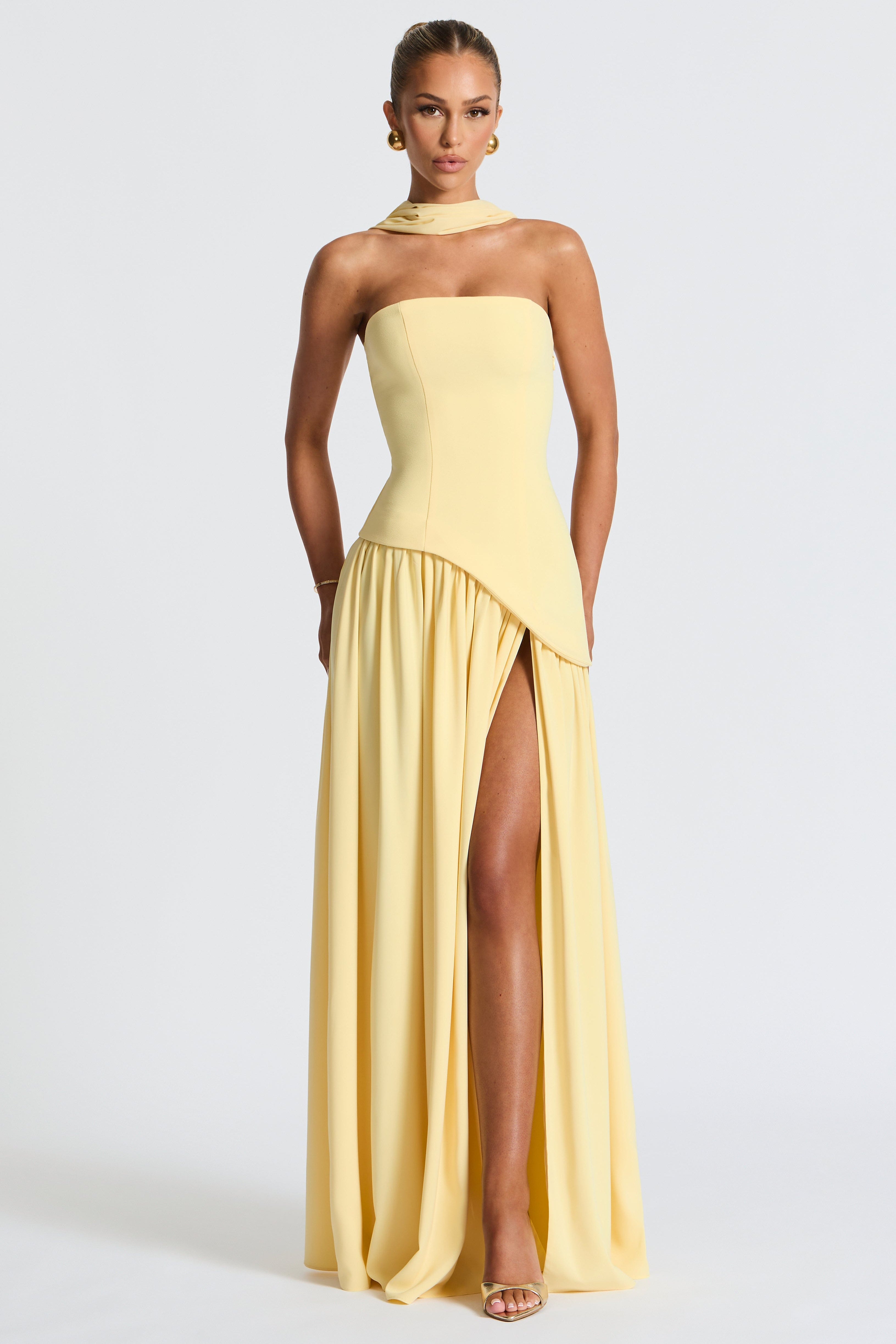 Women's Strapless High Slit Maxi Dress