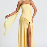 Women's Strapless High Slit Maxi Dress