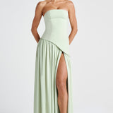 Women's Strapless High Slit Maxi Dress