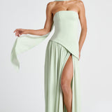 Women's Strapless High Slit Maxi Dress