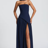 Women's Strapless High Slit Maxi Dress