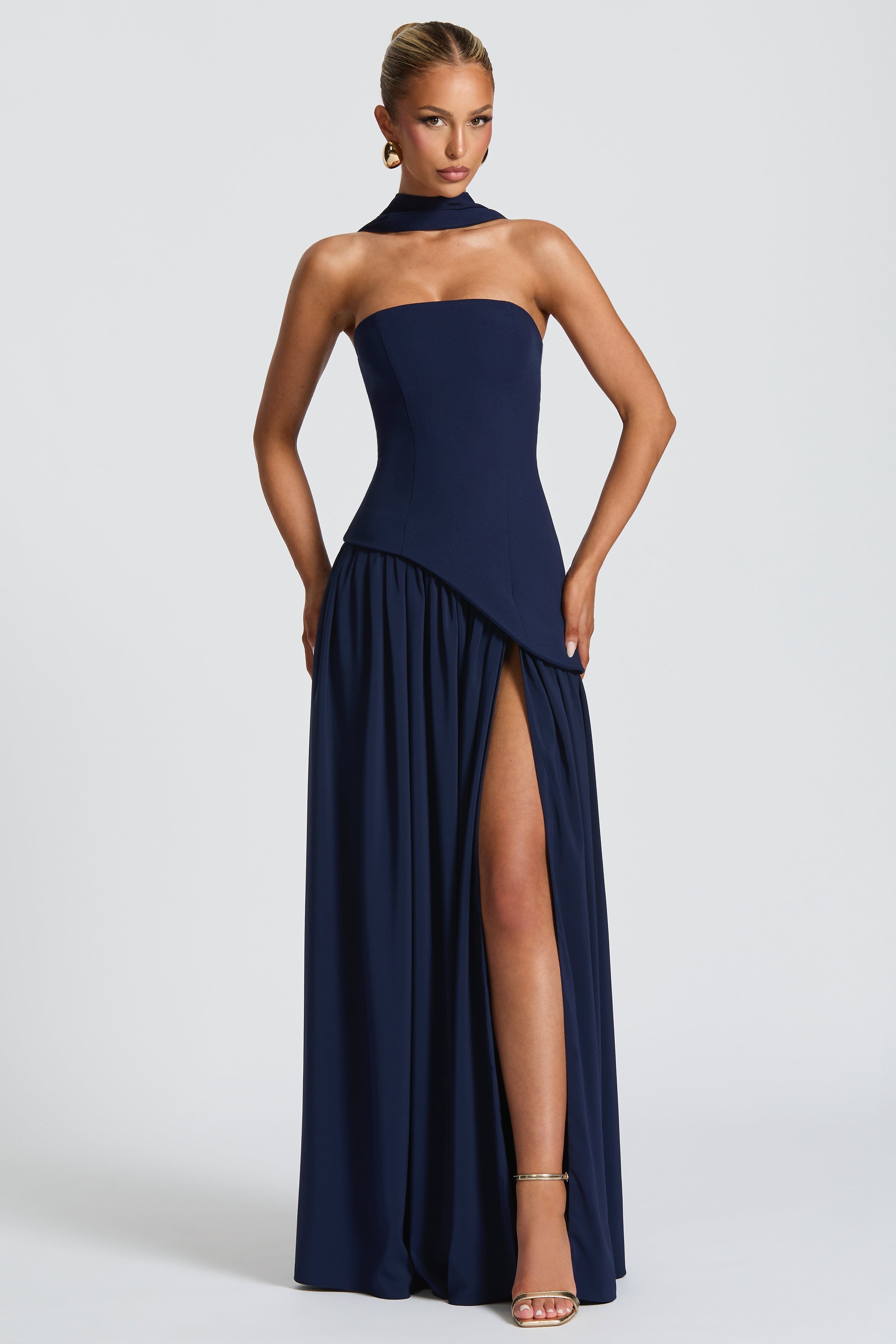Women's Strapless High Slit Maxi Dress