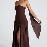 Women's Strapless High Slit Maxi Dress