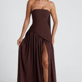 Women's Strapless High Slit Maxi Dress