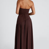 Women's Strapless High Slit Maxi Dress