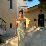 Women's Off-Shoulder Satin Maxi Dress