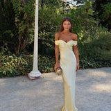 Women's Off-Shoulder Satin Maxi Dress