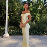 Women's Off-Shoulder Satin Maxi Dress