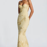 Women's Strapless Floral Maxi Dress