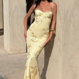 Women's Strapless Floral Maxi Dress