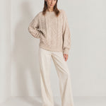 Beige Cable Knit Jumper Oversized Crew Neck Sweater with Diamond Pattern [cable-knit-oversized-jumper-beige.mp4]
