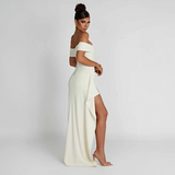 Women's Off-Shoulder High Slit Maxi Dress