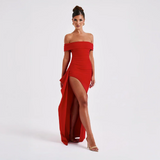 Women's Off-Shoulder High Slit Maxi Dress