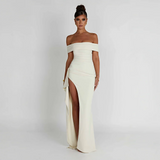 Women's Off-Shoulder High Slit Maxi Dress