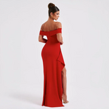 Women's Off-Shoulder High Slit Maxi Dress