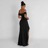 Women's Off-Shoulder High Slit Maxi Dress