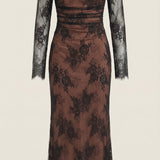 Women's Floral Mesh Midi Dress