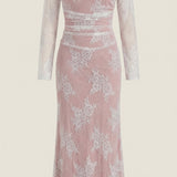 Women's Floral Mesh Midi Dress