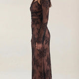Women's Floral Mesh Midi Dress