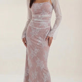 Women's Floral Mesh Midi Dress