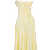 Floral Corset Midi Dress with Adjustable Straps