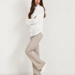 White Button Cardigan Asymmetric Crew Neck Knit