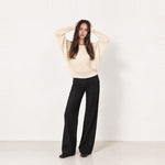Beige Batwing Jumper Lightweight Knit Boat Neck