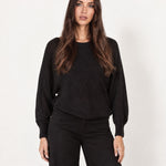 Black Batwing Jumper Lightweight Knit Boat Neck