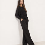 Black Batwing Jumper Lightweight Knit Boat Neck