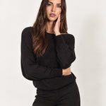 Black Batwing Jumper Lightweight Knit Boat Neck