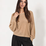 Mocha Batwing Jumper Lightweight Knit Boat Neck