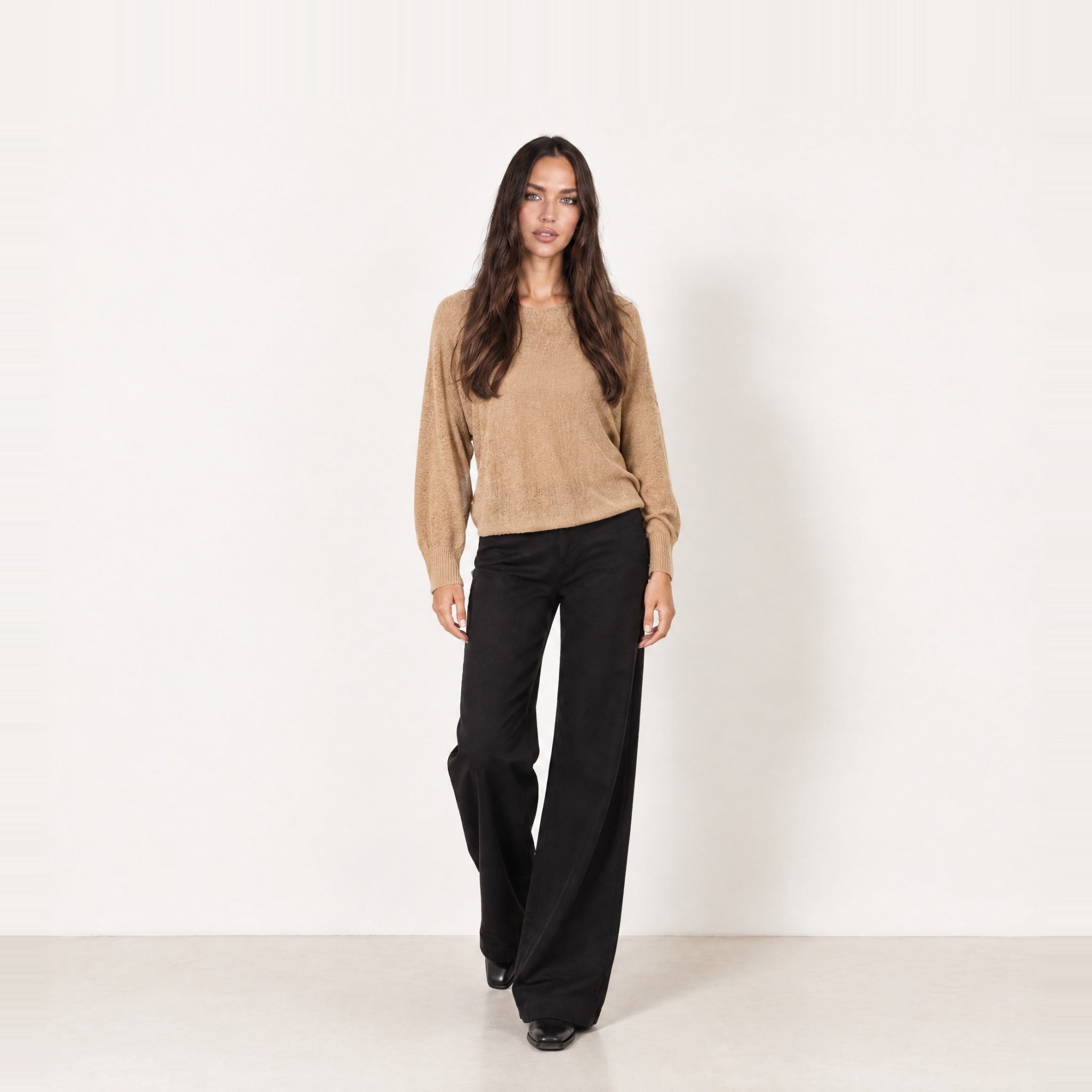Mocha Batwing Jumper Lightweight Knit Boat Neck